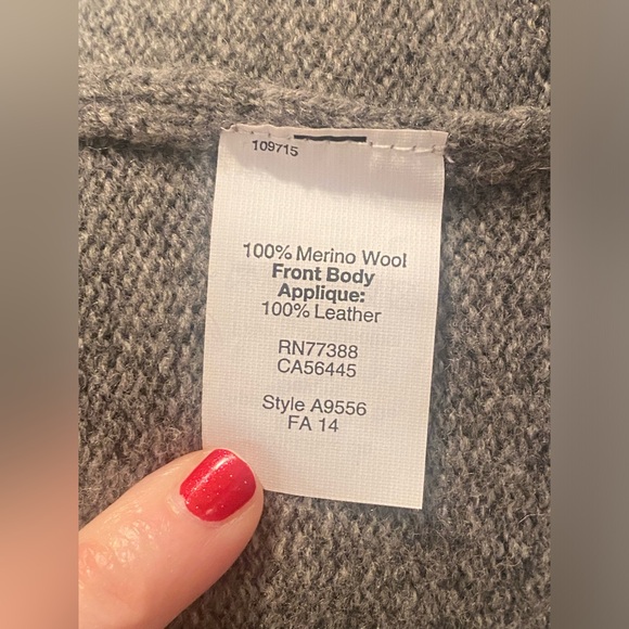 Madewell NY New York Sweater; Merino Wool, Leather - Picture 7 of 7